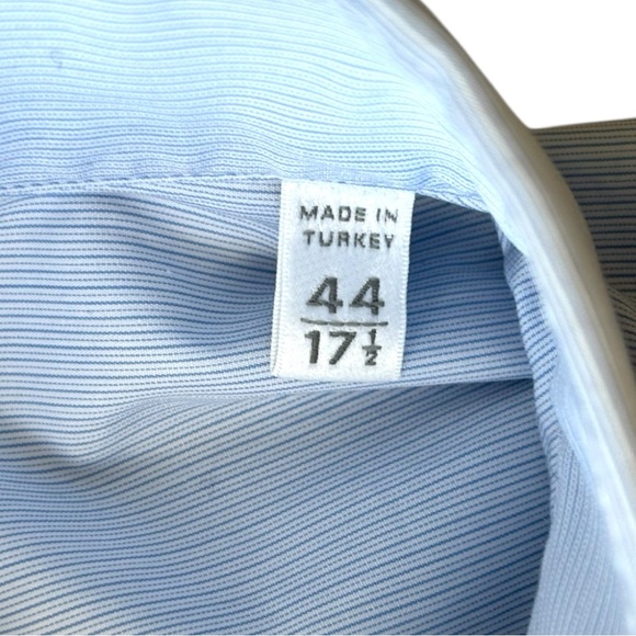 Ermenegildo Zegna Rossini blue micro striped regular fit dress shirt | 44 / 17.5 - Picture 9 of 16